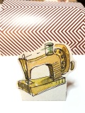 ‘Typewriter’Popup Card with Chevron striped backgroundWC & ink with collaged card