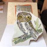 ‘Burrowing Owl’Popup CardWC & ink with mixed media card