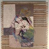 'Flourette', mixed media oil pastel/wallpaper/lathe