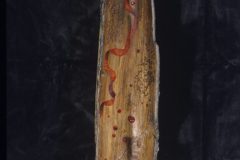 'Ribbon Core', mixed media paint & jewels on bark