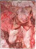 \'Abundance Offered\', pastel, acrylic on printed fabric, 35\" x 26\"