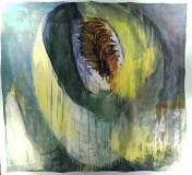 \'Honeydew Melon\', acrylic on bedsheet , (sold)