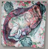 \'Invested with Bodily Nature\', acrylic on printed fabric