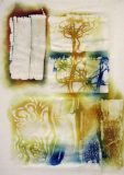 'Script Heracluem', Rozome Japanese dye painting on silk