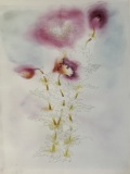 \'Poppy Aspirations\', Japanese dye painting on silk, 21\"x15\"