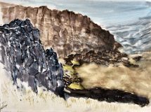‘Hofni Cove, Fulmar Cliffs‘, watercolor/paper, 11” x 15”