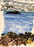 ‘Southern Beach, Shifting Tide’, watercolor/paper, 10” x 7”