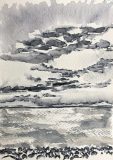 ‘Southern Beach, Clouds, Wind, Water’, watercolor, ink/paper, 10” x 7”