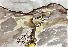 ‘Slopes along Húnabyggd’, watercolor/paper, 7” x 10”